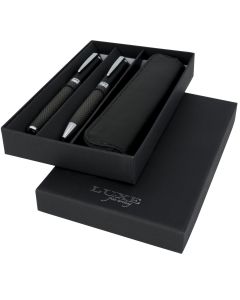 Koolstofvezel cadeauset met twee pennen en etui
