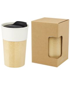 Pereira porseleinen mok 320 ml met bamboe buitenwand