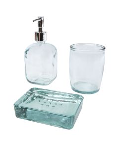 Jabony 3 delige badkamerset van gerecycled glas