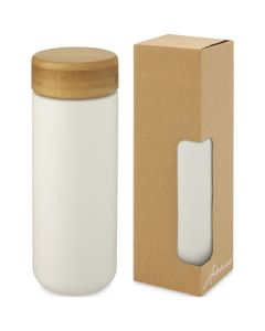 Lumi keramische beker met deksel van bamboe van 300 ml